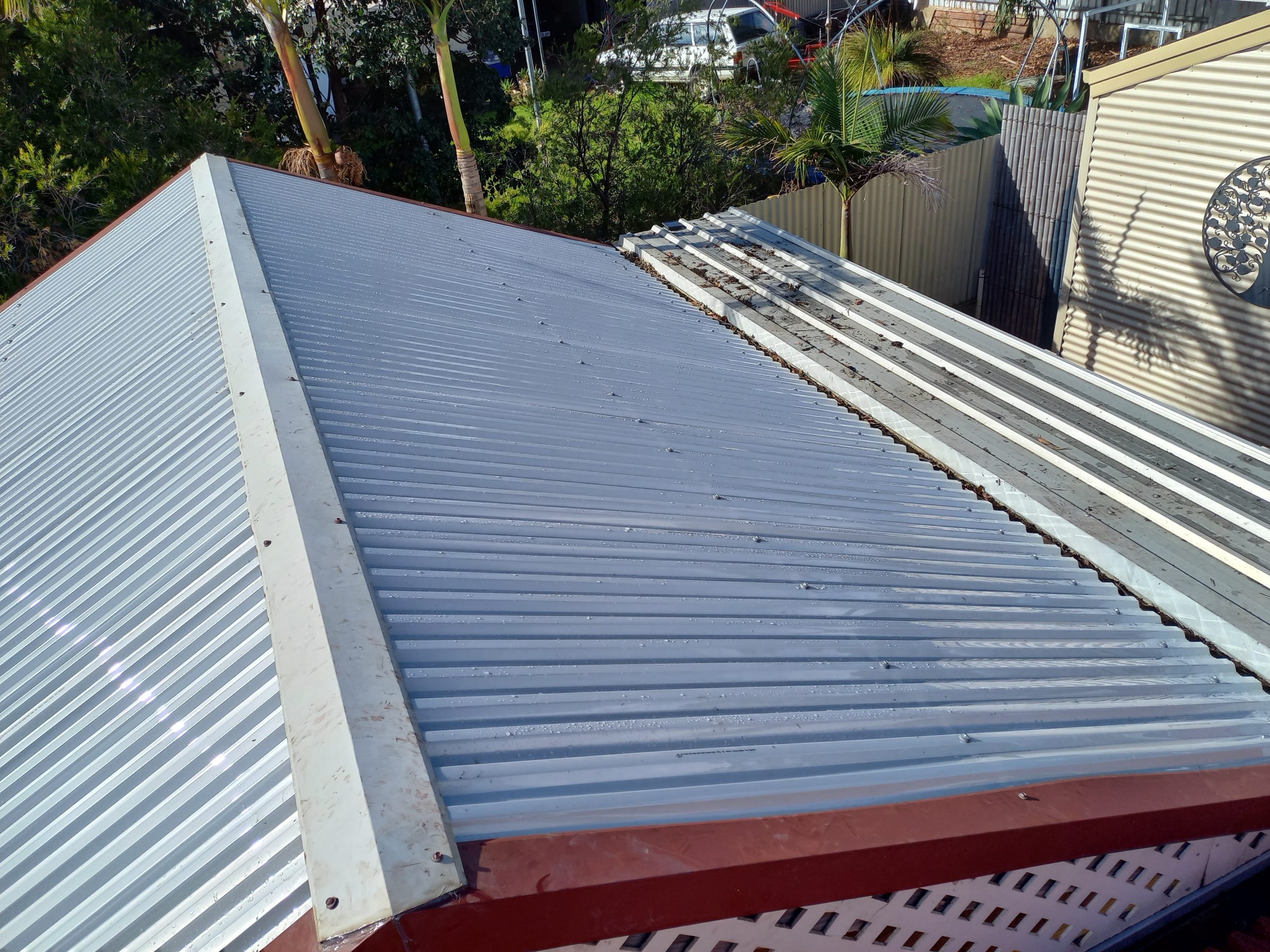 Outdoor pergola construction with translucent roofing