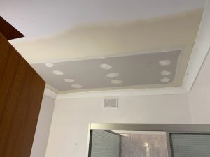 Ceiling lining damage and plasterboard repair assessment