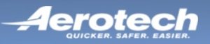 Aerotech logo on a blue gradient background with the slogan 'Quicker. Safer. Easier.'
